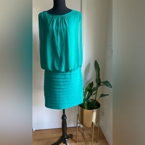 Beautiful Green NWOT Scarlet (M) Sheath Dress with attached sheer upper top.